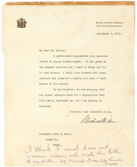 1911 President Woodrow Wilson Signed Personal Letter (Beckett)